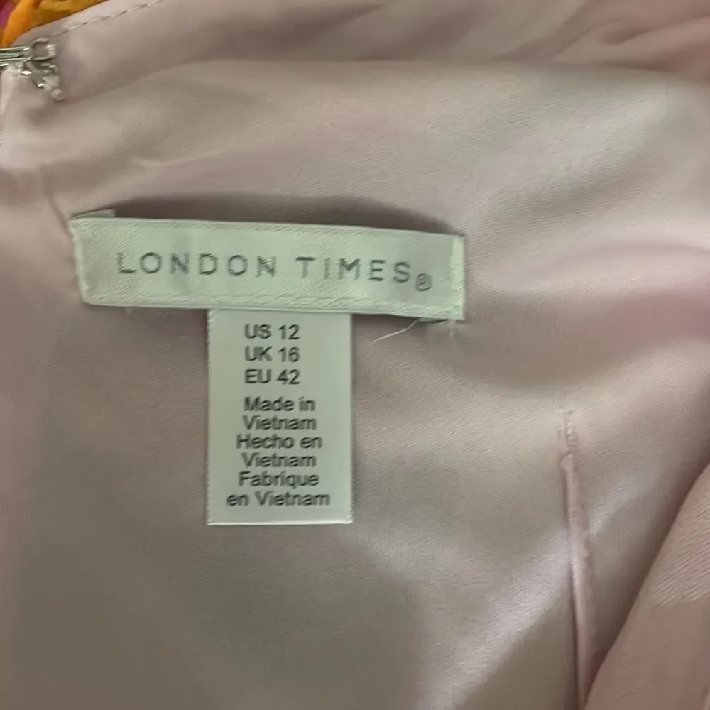 London Times Chiffon Faux Wrap Ruffle Maxi Dress Guest of Wedding size 12